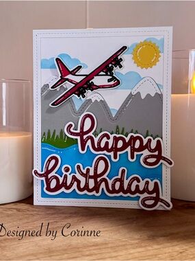 Handmade Happy Birthday Scenic water bomber Card